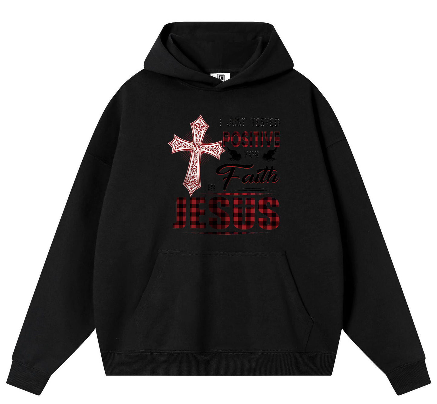 JESUS Cotton Hooded Collar Pullover Sweatshirts Casual Long Sleeve Shirts