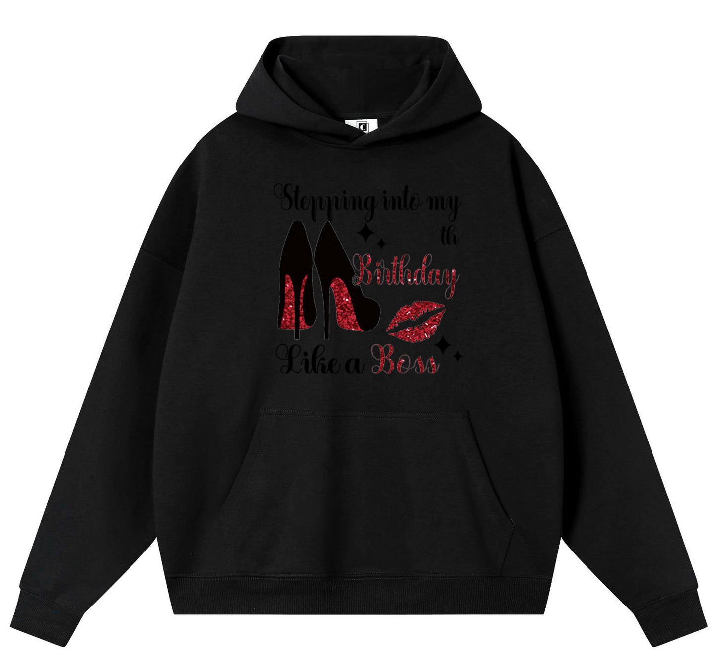 High heels and red lips Cotton Hooded Collar Pullover Sweatshirts Casual Long Sleeve Shirts