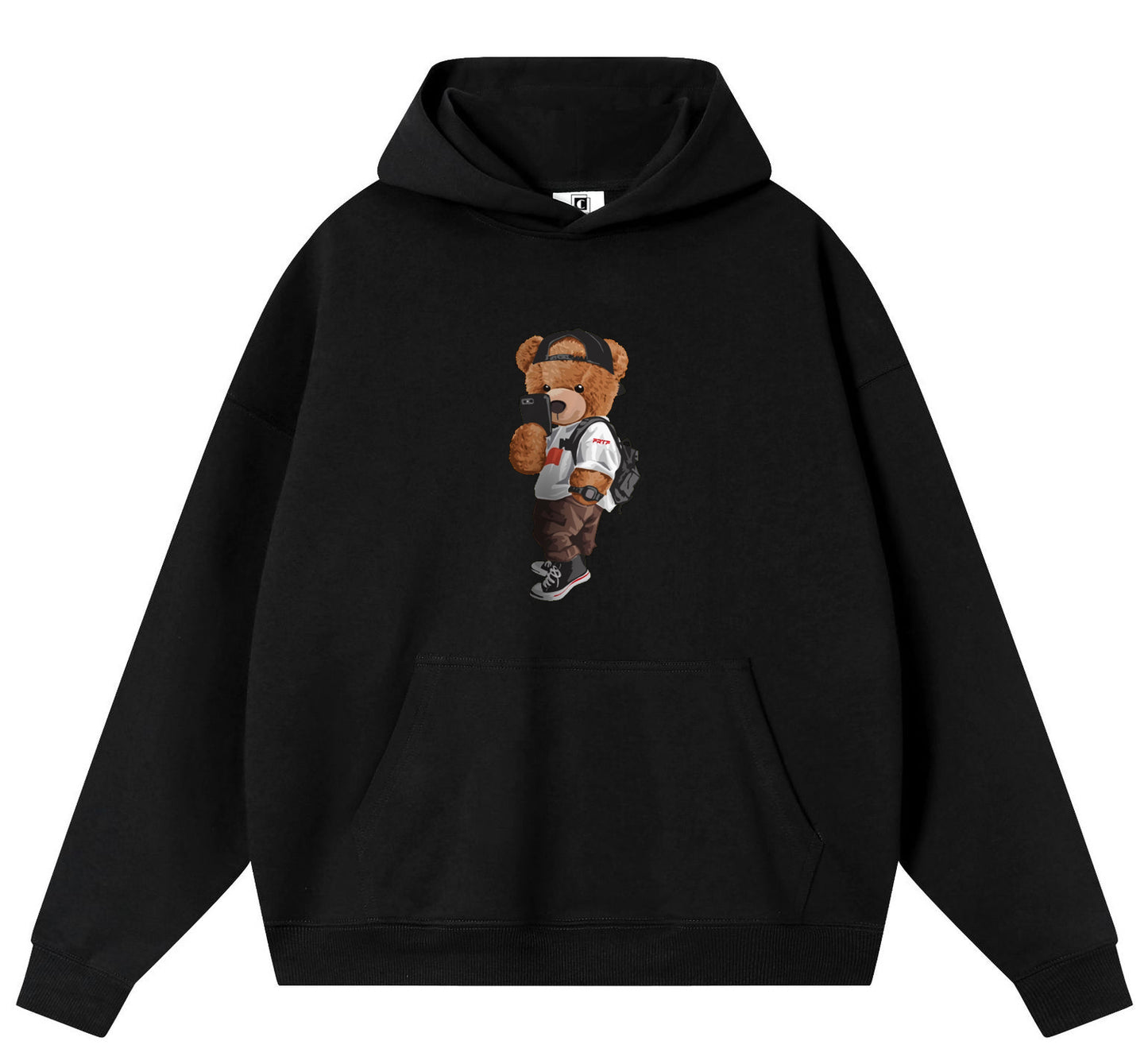 Tourist Bear Cotton Hooded Collar Pullover Sweatshirts Casual Long Sleeve Shirts