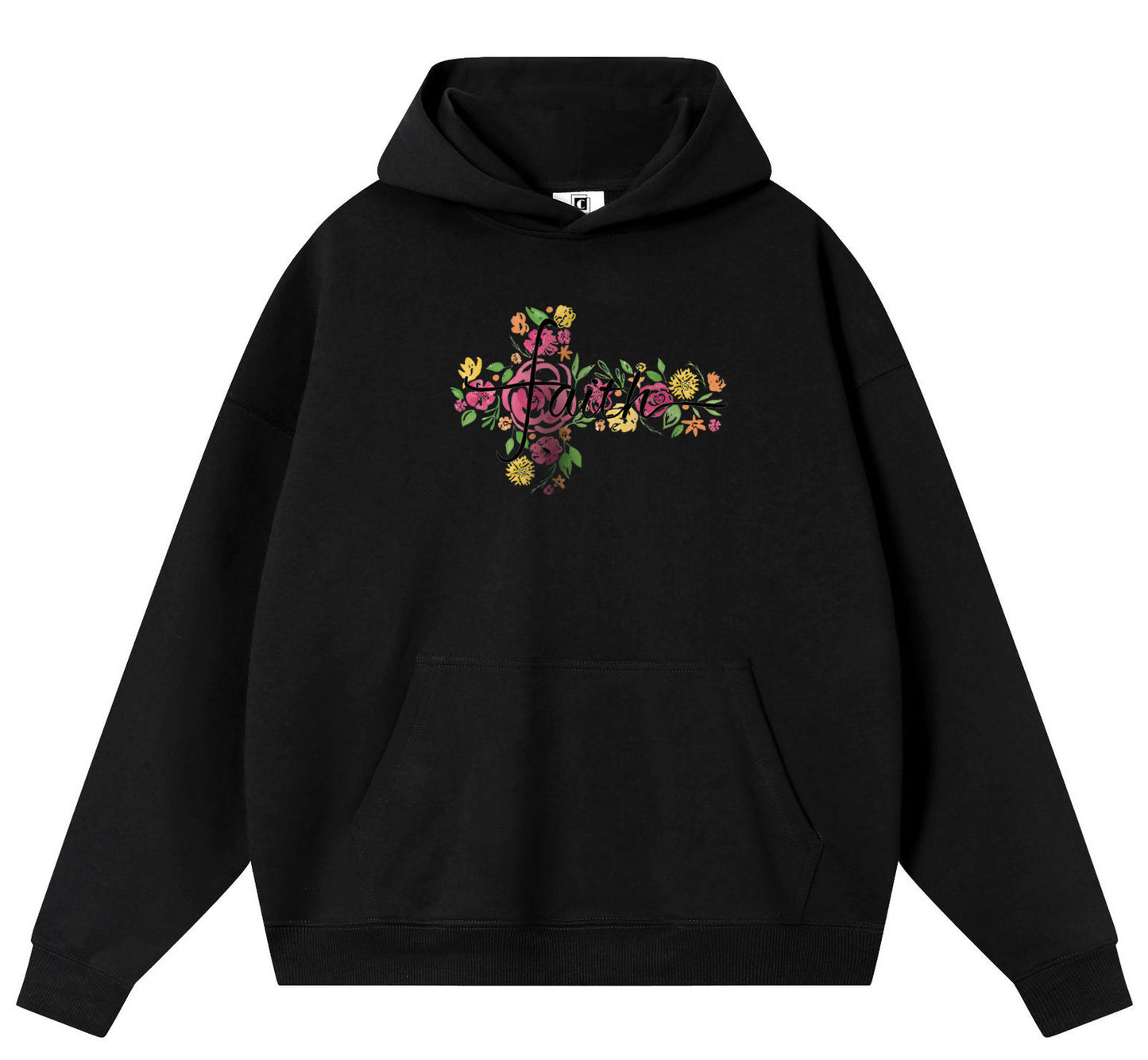 Hand drawn flowers Cotton Hooded Collar Pullover Sweatshirts Casual Long Sleeve Shirts