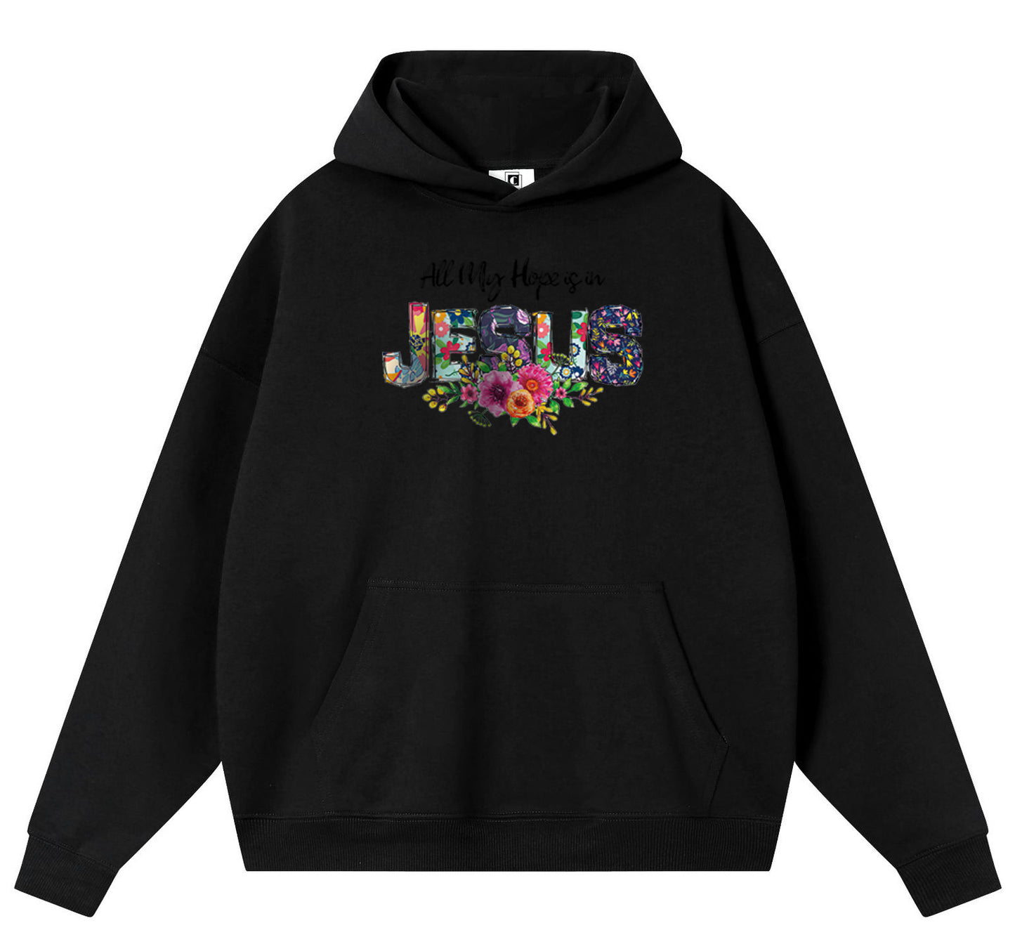 Jesus in the Flowers Cotton Hooded Collar Pullover Sweatshirts Casual Long Sleeve Shirts