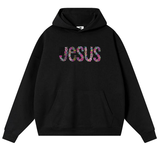 JESUS Cotton Hooded Collar Pullover Sweatshirts Casual Long Sleeve Shirts