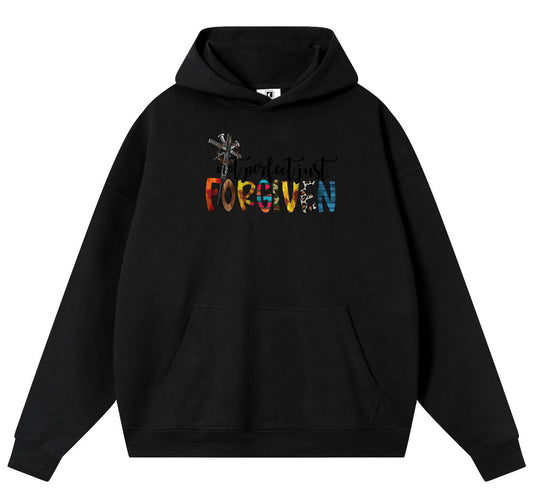 FORGIVEN Cotton Hooded Collar Pullover Sweatshirts Casual Long Sleeve Shirts