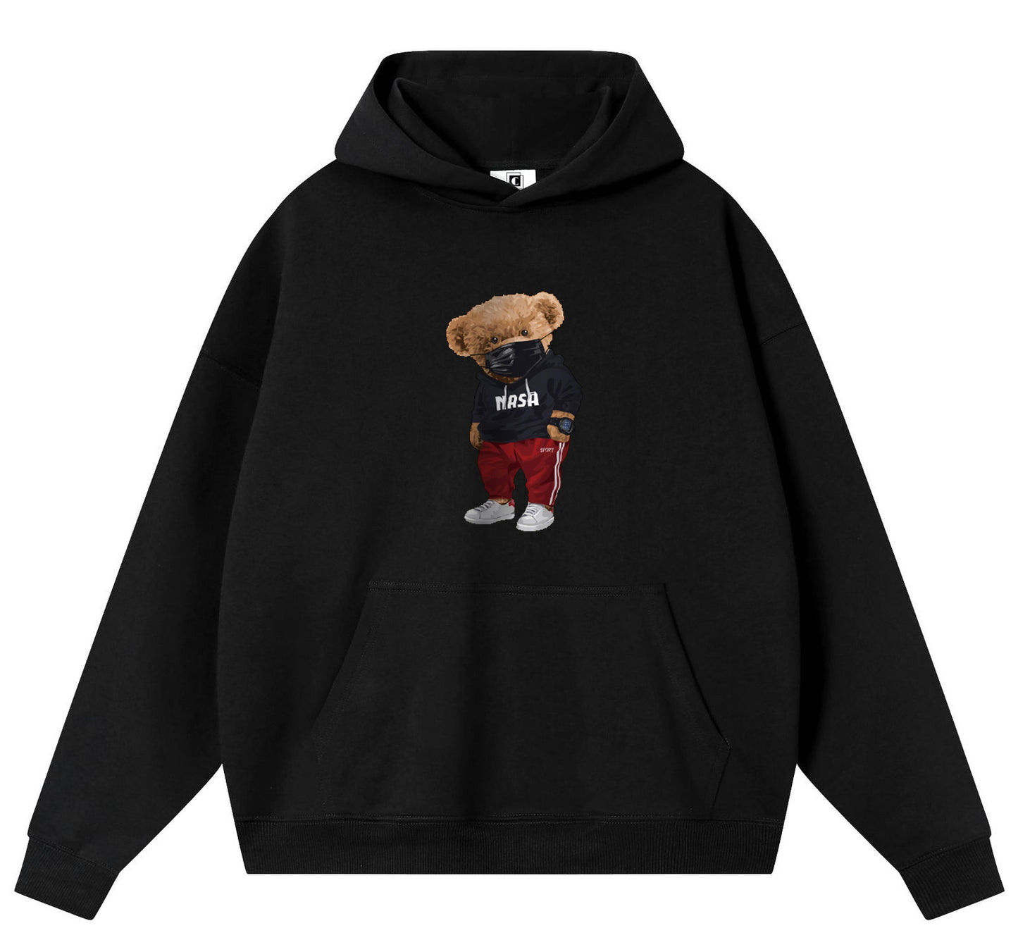 Mask Bear Cotton Hooded Collar Pullover Sweatshirts Casual Long Sleeve Shirts