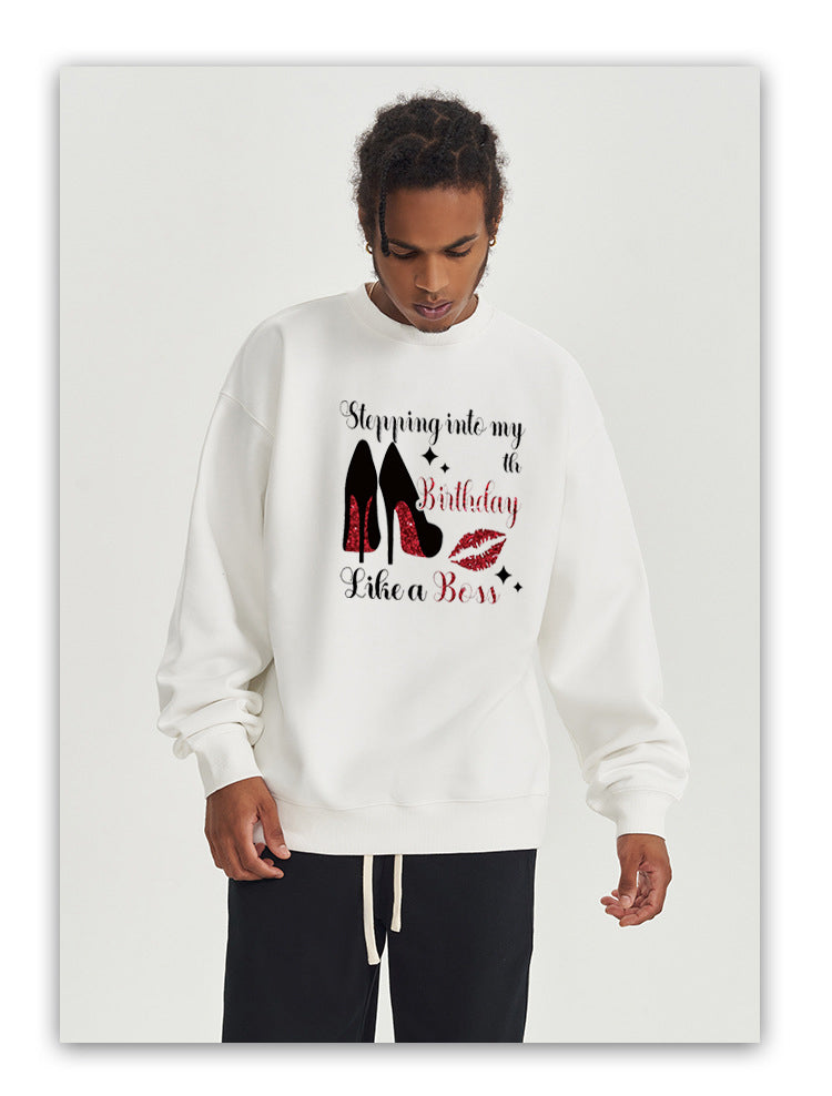 High heels and red lips Cotton Crew Neck Hoodies Fleece Pullover Sweatshirts