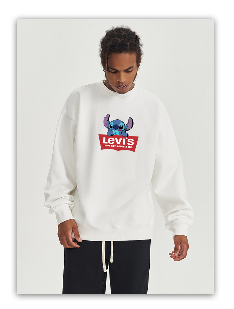 LEVIS Stitch Cotton Crew Neck Hoodies Fleece Pullover Sweatshirts