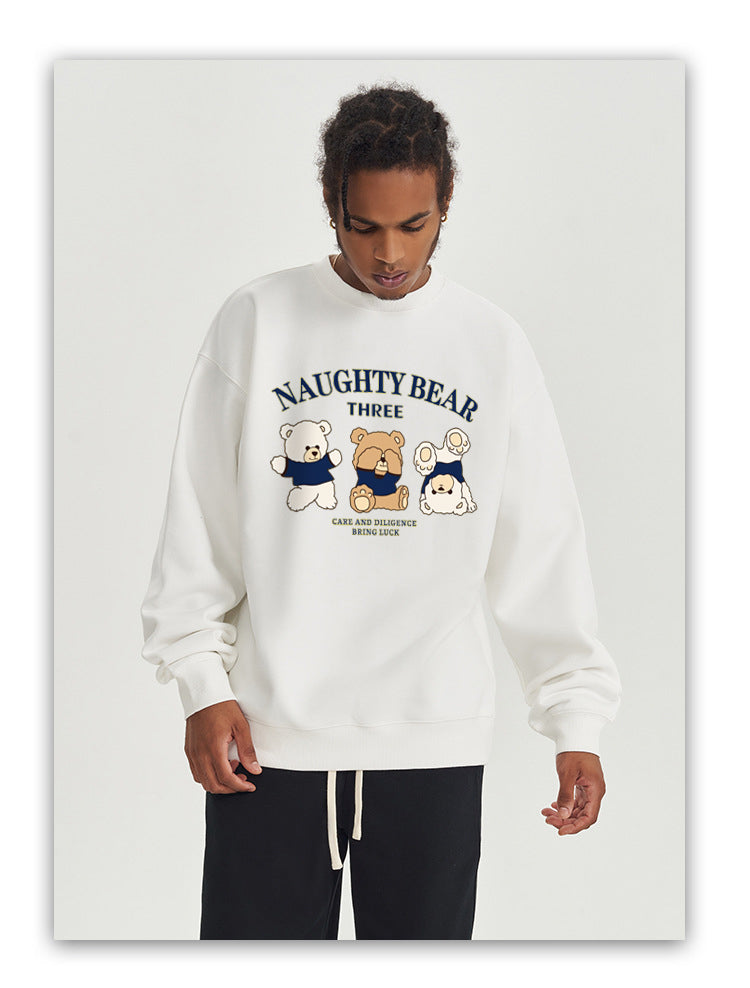 Naughty Bear Printed Combed Cotton Unisex Crew Neck Hoodies Pullover Sweatshirts