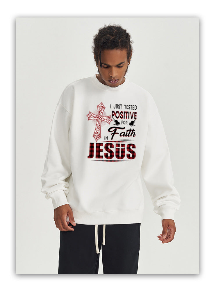 JESUS Cotton Crew Neck Hoodies Fleece Pullover Sweatshirts