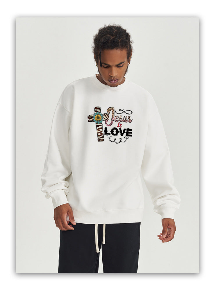 JESUS is love Cotton Crew Neck Hoodies Fleece Pullover Sweatshirts