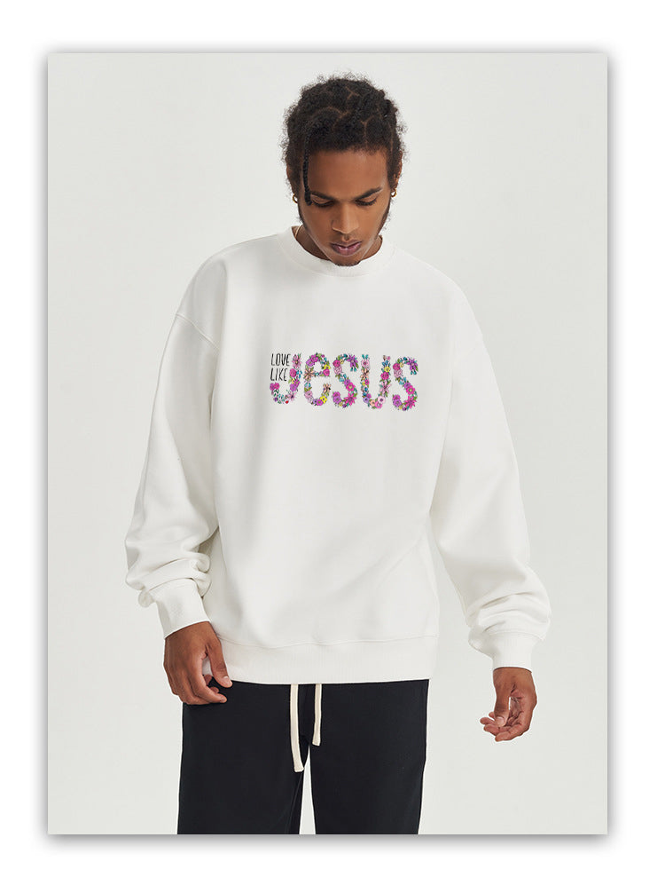 JESUS Cotton Crew Neck Hoodies Fleece Pullover Sweatshirts