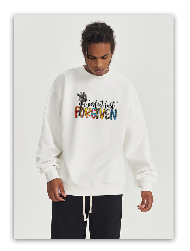 FORGIVEN Combed Cotton with Fleece Unisex Hoodies Crew Neck Sweatshirts