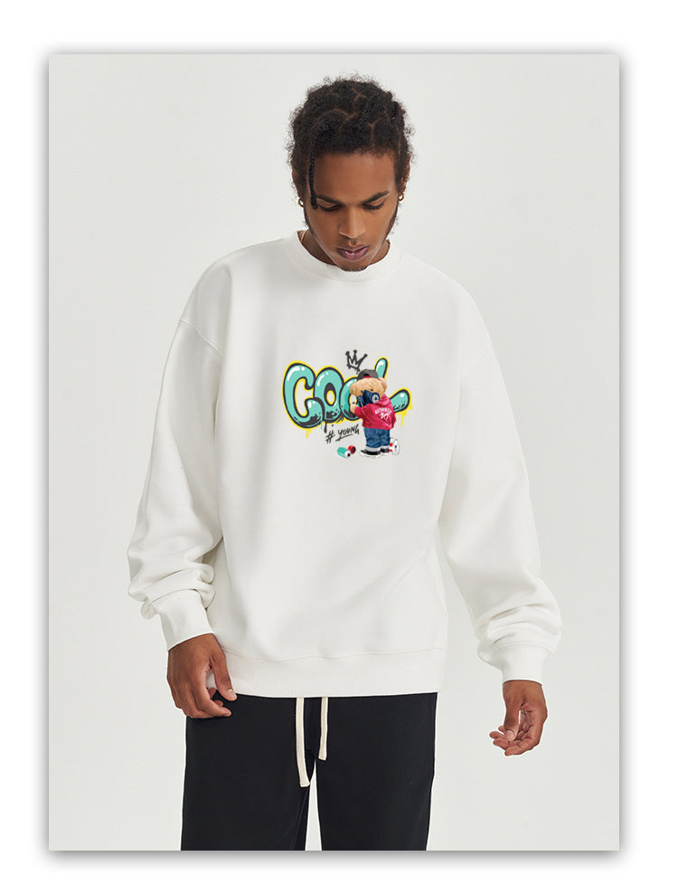 Art bear Cotton Crew Neck Hoodies Fleece Pullover Sweatshirts