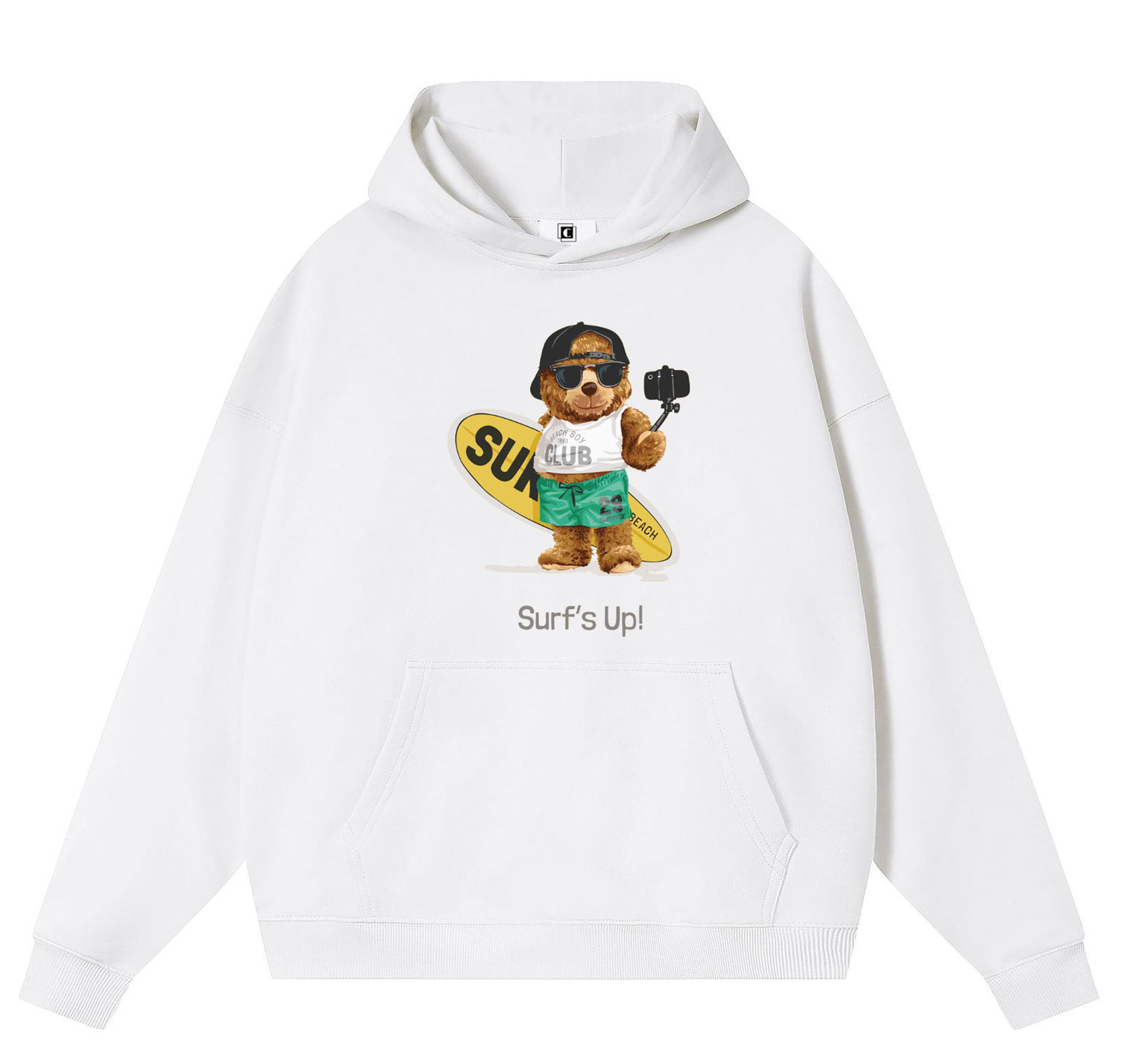 Skateboard Bear Cotton Hooded Collar Pullover Sweatshirts Casual Long Sleeve Shirts