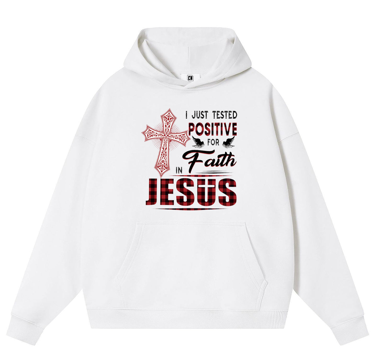 JESUS Cotton Hooded Collar Pullover Sweatshirts Casual Long Sleeve Shirts