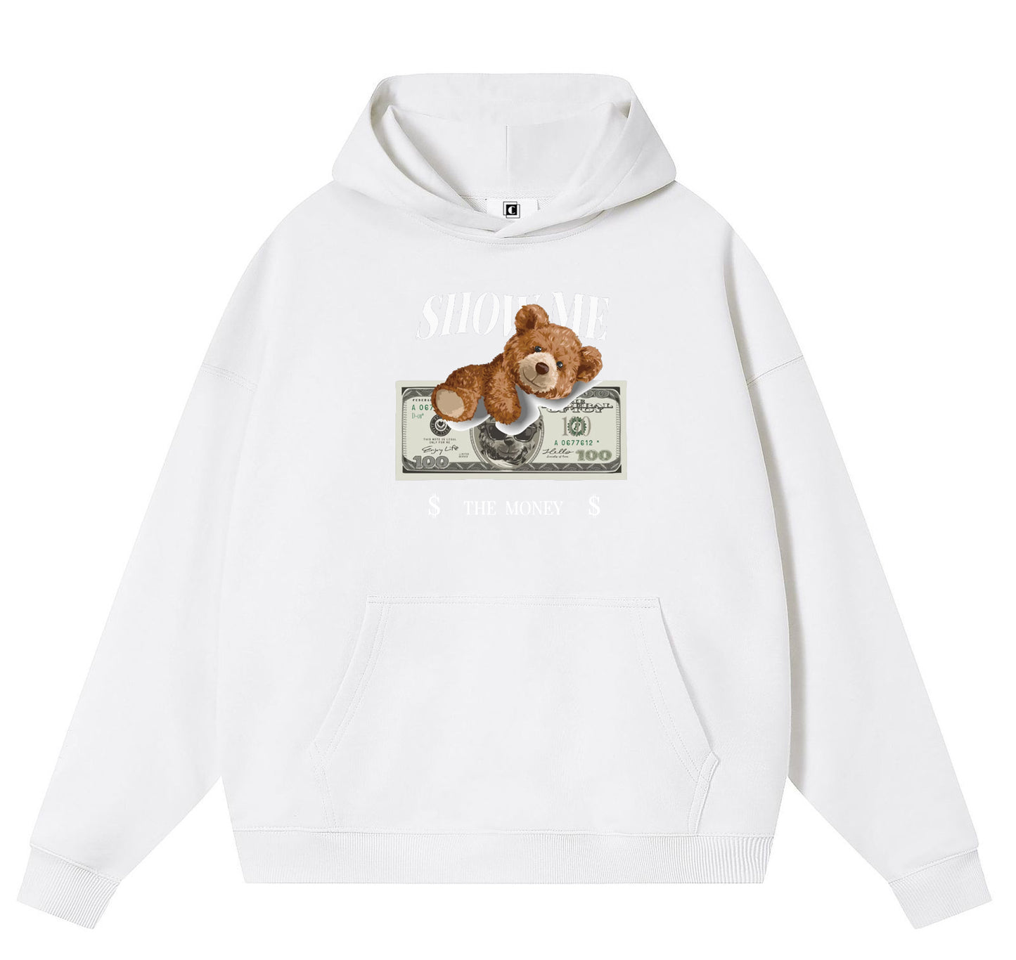 USD Bear Cotton Hooded Collar Pullover Sweatshirts Casual Long Sleeve Shirts