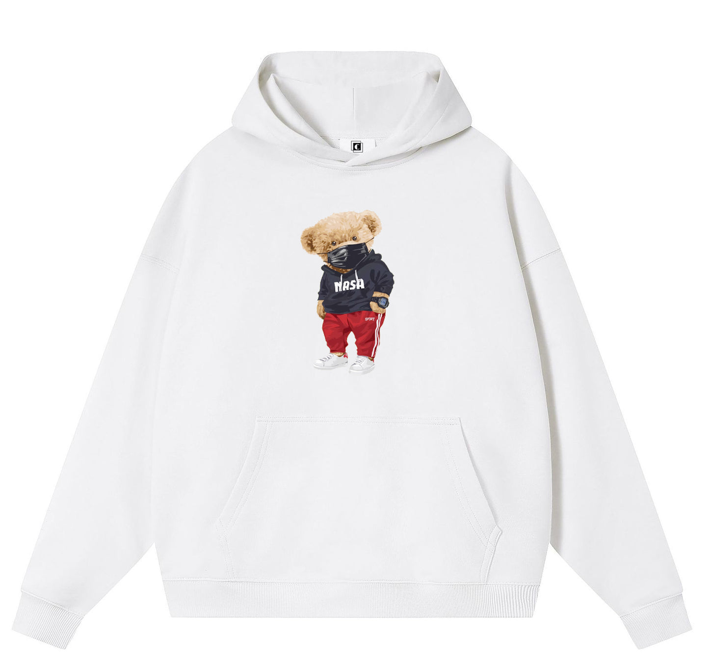 Mask Bear Cotton Hooded Collar Pullover Sweatshirts Casual Long Sleeve Shirts